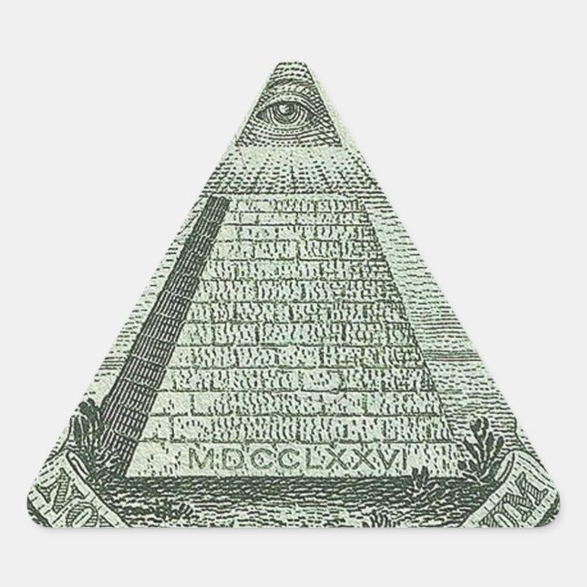 Pegatina Triangular Illuminati - Todos los ojos mirados (Anverso)