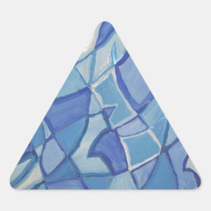 Pegatina Triangular Ilustraciones abstractas originales azules claras