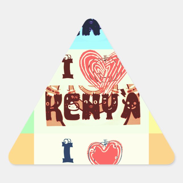 Pegatina Triangular Imagen de arte pop de Kenya Travel Souvenir (Anverso)