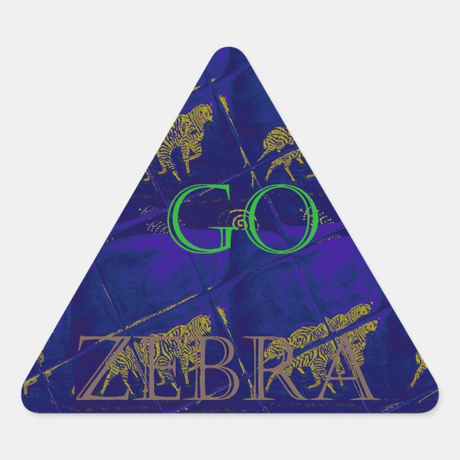 Pegatina Triangular Impresión abstracta "Let's Go Zebra" azul francés (Anverso)
