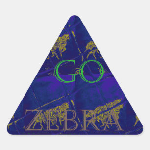 Pegatina Triangular Impresión abstracta "Let's Go Zebra" azul francés