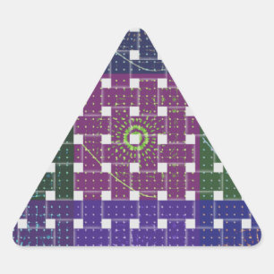 Pegatina Triangular Impresión artística azul y púrpura a cuadros