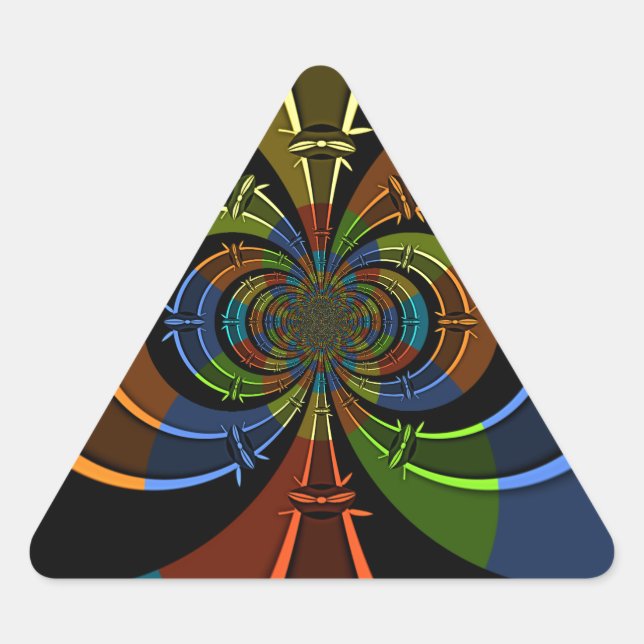 Pegatina Triangular Impresión artística de ráfaga de color abstracto (Anverso)