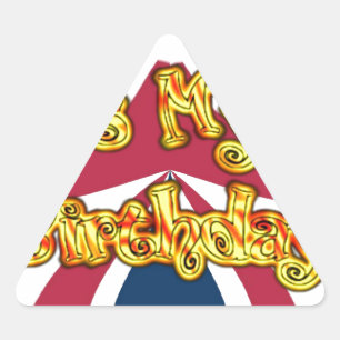 Pegatina Triangular Impresión artística de regalos de cumpleaños britá