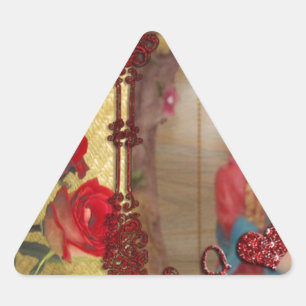 Pegatina Triangular Impresión artística gráfica de retrato de muñeca d