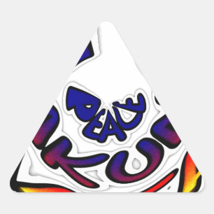 Pegatina Triangular Impresión circular de arte "Peace Hakuna Matata"