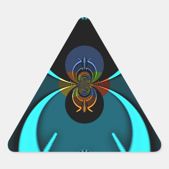 Pegatina Triangular Impresión de arte abstracto cian (Anverso)