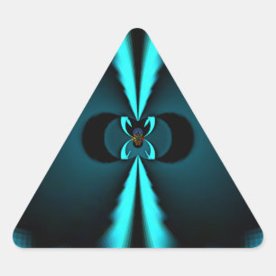 Pegatina Triangular Impresión de arte abstracto cian y negro