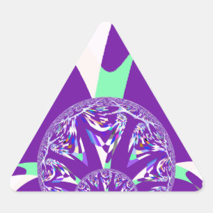 Pegatina Triangular Impresión de arte azul cian kaleidoscope