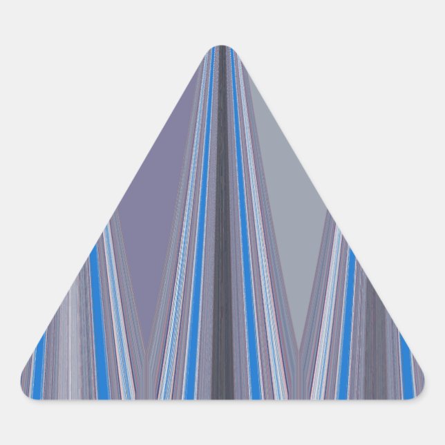 Pegatina Triangular Impresión de arte azul, púrpura y gris en chevron (Anverso)