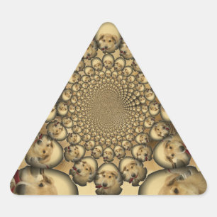 Pegatina Triangular Impresión de arte caleidoscopio de cachorro