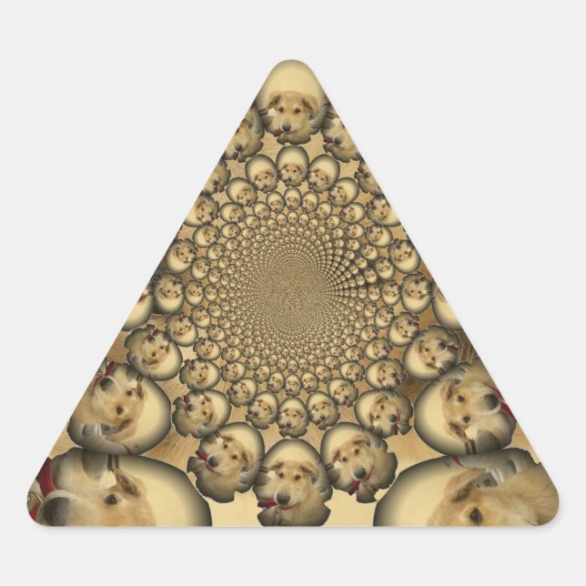 Pegatina Triangular Impresión de arte caleidoscopio de cachorro (Anverso)