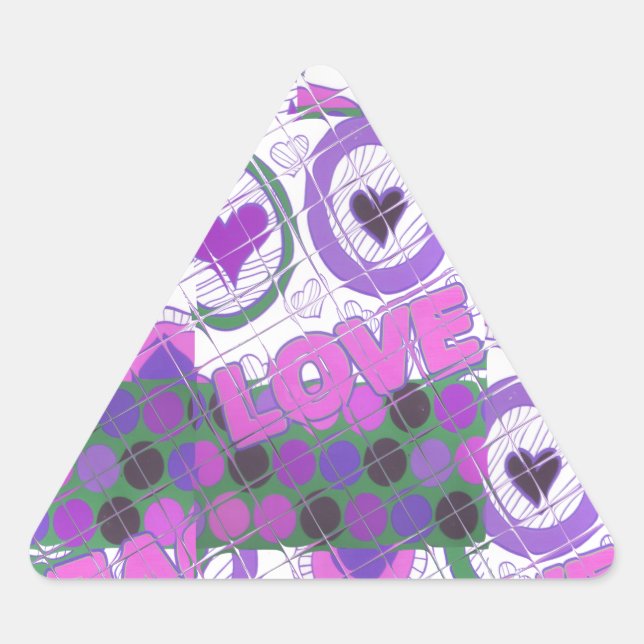 Pegatina Triangular Impresión de arte con motivo de amor (Anverso)