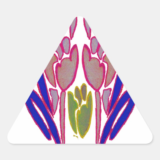 Pegatina Triangular Impresión de arte de acuarela Rosa elegante (Anverso)