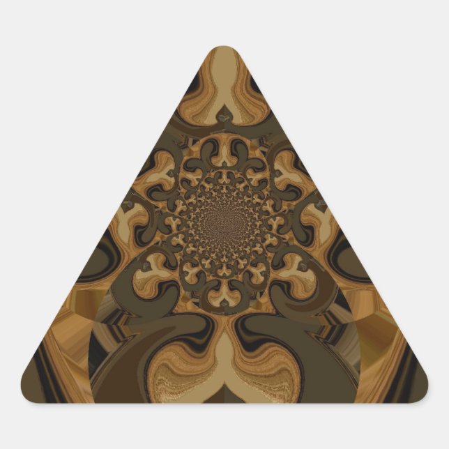 Pegatina Triangular Impresión de arte de Coffee Brown Fluid Kaleidosco (Anverso)