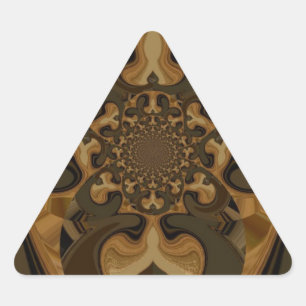 Pegatina Triangular Impresión de arte de Coffee Brown Fluid Kaleidosco