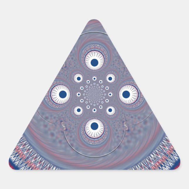 Pegatina Triangular Impresión de arte de diseño radial (Anverso)