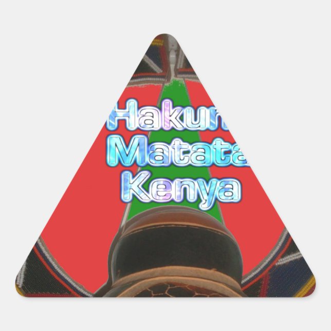 Pegatina Triangular Impresión de arte de Hakuna Matata en Kenia (Anverso)