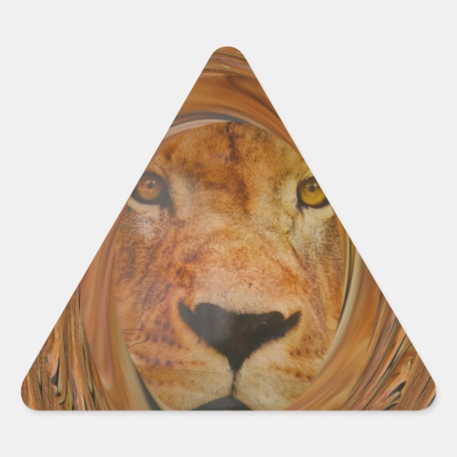Pegatina Triangular Impresión de arte de safari de león abstracto (Anverso)