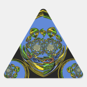 Pegatina Triangular Impresión de arte en Kaleidoscope azul y amarillo