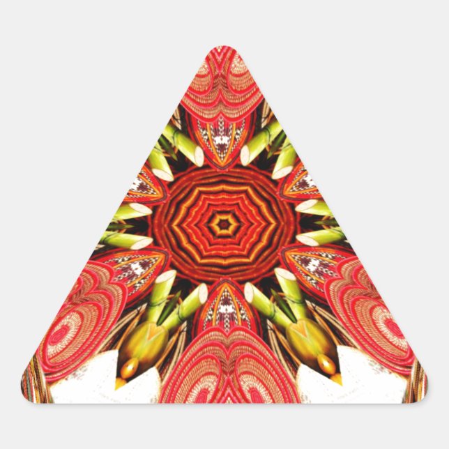 Pegatina Triangular Impresión de arte floral Doodle (Anverso)