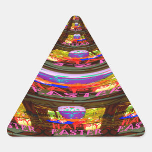 Pegatina Triangular Impresión de arte psicodélica de Pascua Kaleidosco