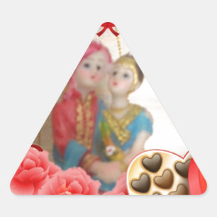 Pegatina Triangular Impresión de arte romántico del corazón del amor