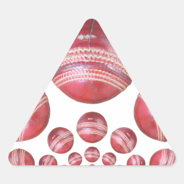 Pegatina Triangular Impresión de bolas de cricket para aficionados al  (Anverso)