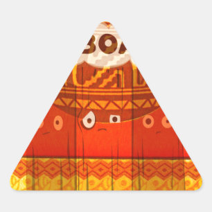 Pegatina Triangular Impresión de colores tradicionales africanos rojos
