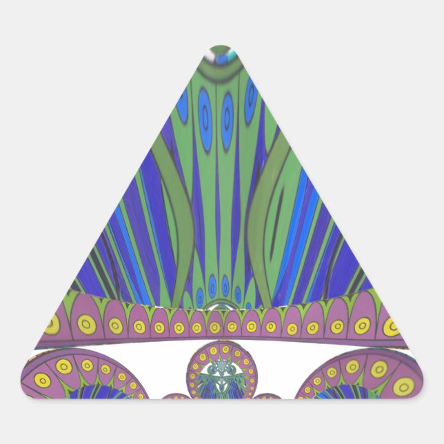 Pegatina Triangular Impresión de diseño de arte decorativo negro azul  (Anverso)