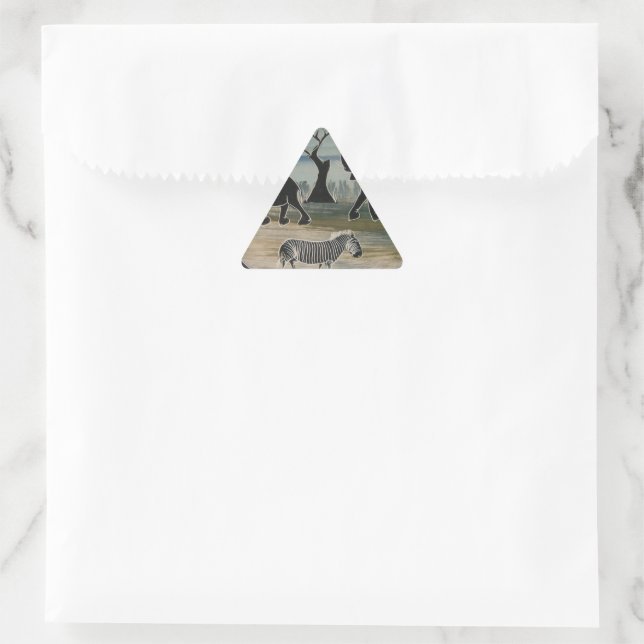 Pegatina Triangular Impresión de elefantes africanos (Bolso)