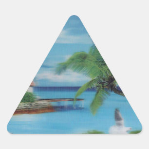 Pegatina Triangular Impresión de escenas de playa tropical