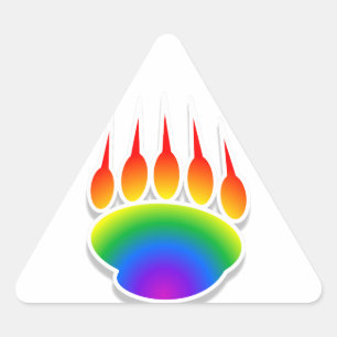 Pegatina Triangular Impresión de la hoja del oso arcoiris