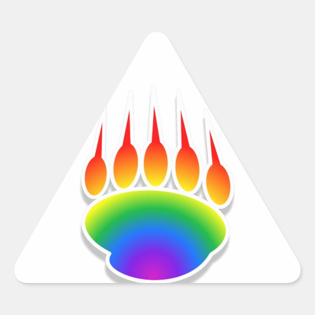 Pegatina Triangular Impresión de la hoja del oso arcoiris (Anverso)