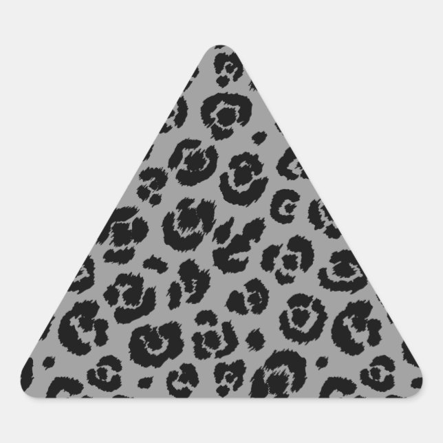 Pegatina Triangular Impresión de leopardo negro gris gris (Anverso)