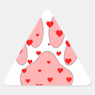 Pegatina Triangular Impresión de pintas rosadas con corazón