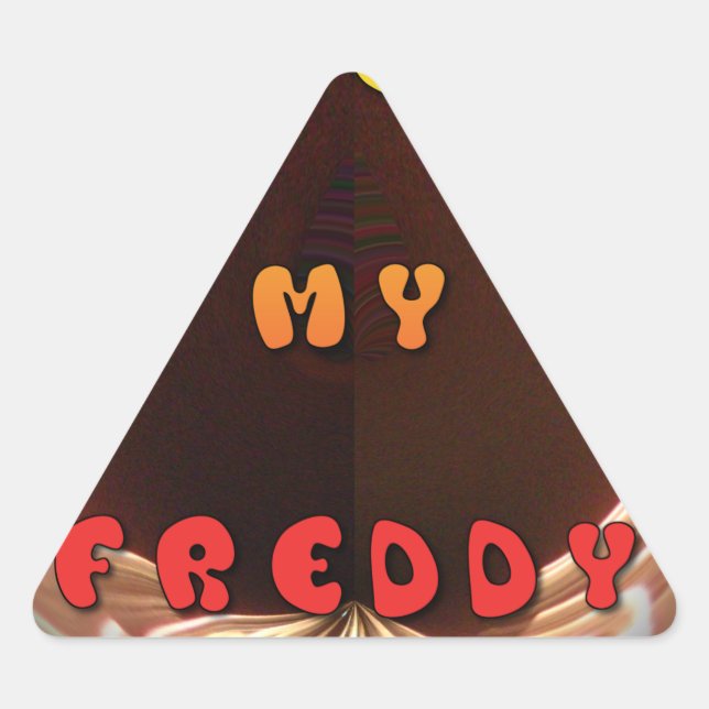 Pegatina Triangular Impresión fresca de mi Freddy Art (Anverso)