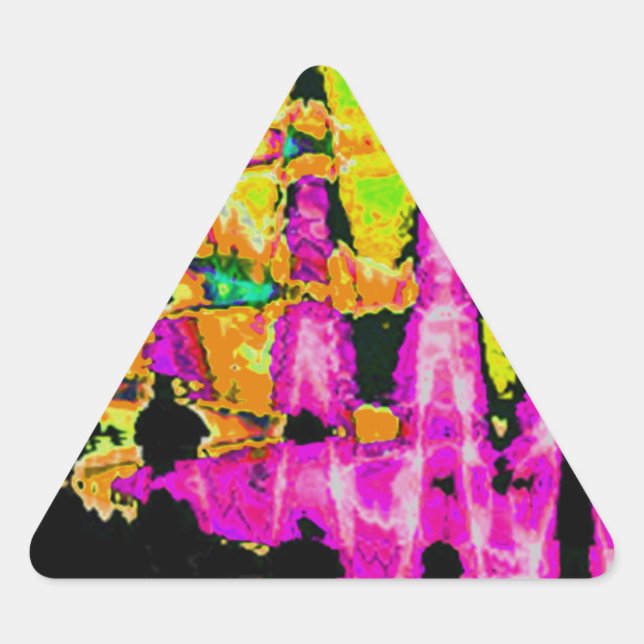 Pegatina Triangular Impresión Poster de arte de Neon Glitch Resumen (Anverso)