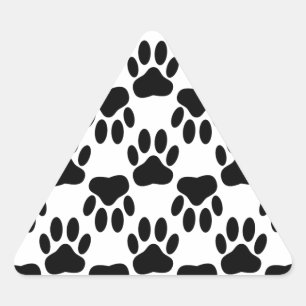 Pegatina Triangular Impresiones De La Pinta De Perro Arriba Y Abajo