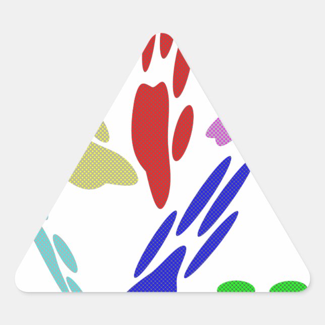 Pegatina Triangular Impresiones de pata de perro con puntos de polka (Anverso)