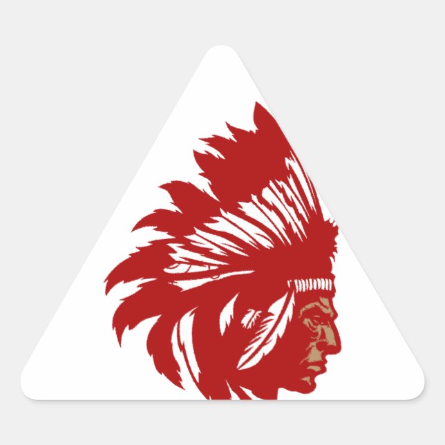 Pegatina Triangular Indio jefe de tribu cabeza American Native chief (Anverso)