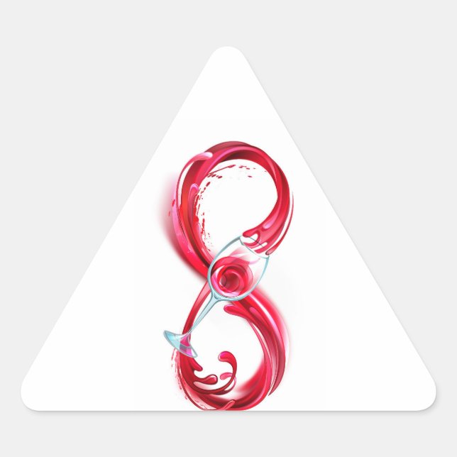 Pegatina Triangular Infinito con vino Rojo (Anverso)
