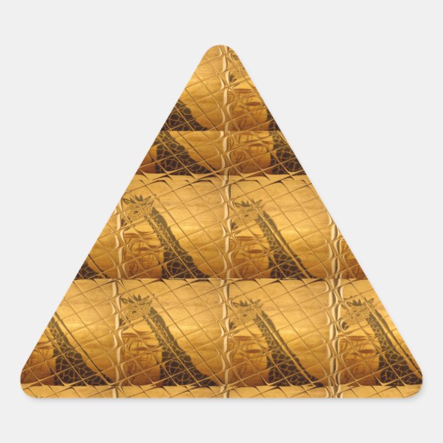 Pegatina Triangular Infinity Golden Giraffe Animal Motiart Print (Anverso)