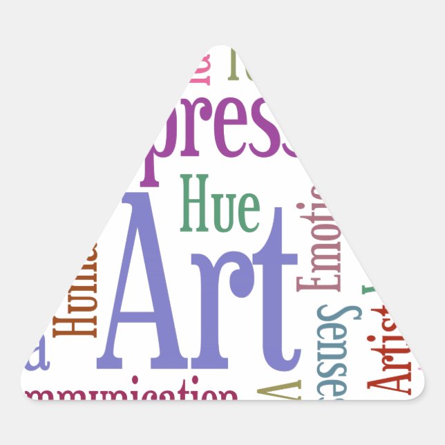 Pegatina Triangular Inspiración artística de palabras de artista creat (Anverso)