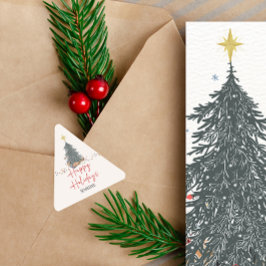 Pegatina Triangular Invitación a una fiesta de fiesta en un pinar de c