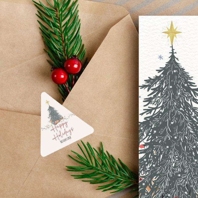 Pegatina Triangular Invitación a una fiesta de fiesta en un pinar de c (Subido por el creador)