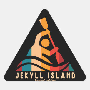 Pegatina Triangular Isla Kayaking Retro Jekyll