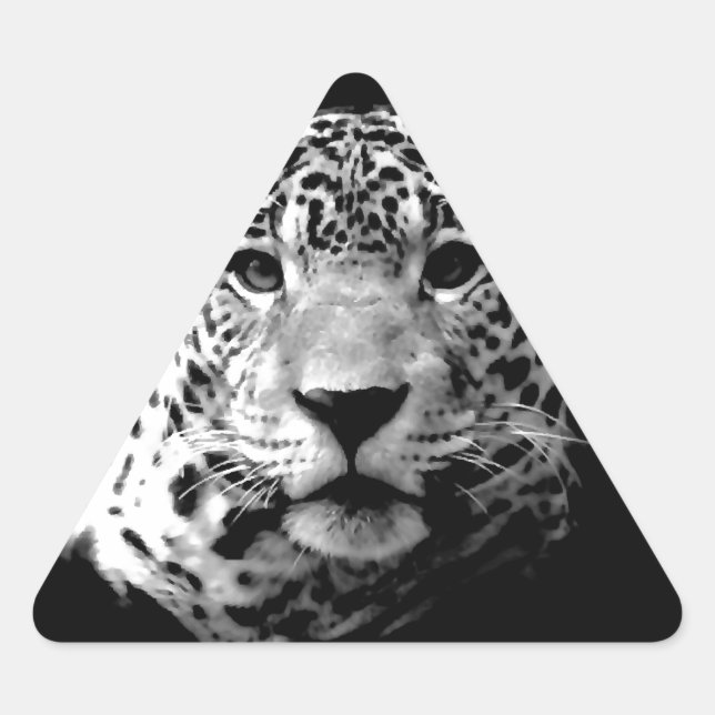 Pegatina Triangular Jaguar blanco y negro (Anverso)