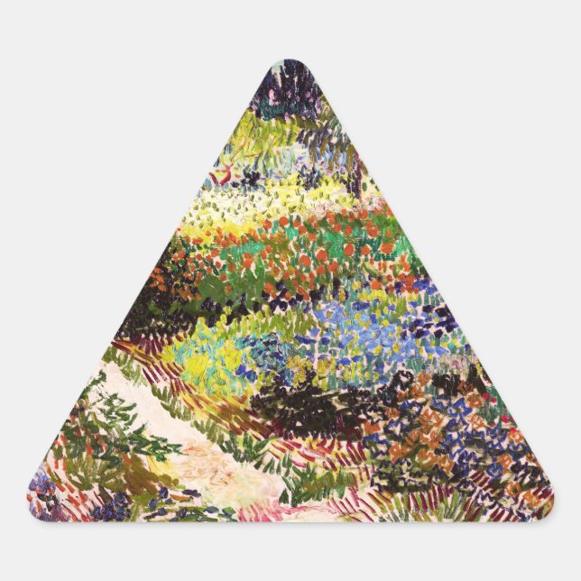 Pegatina Triangular Jardín De Flores Van Gogh En El Bella Artes Floral (Anverso)