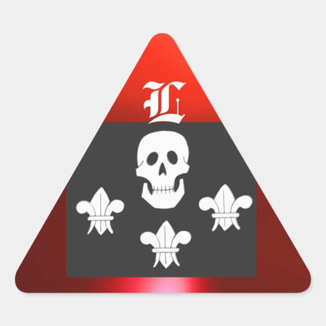 PEGATINA TRIANGULAR JOLLY ROGER SKULL Y TRES LILIES FLAG MONOGRAM (Anverso)
